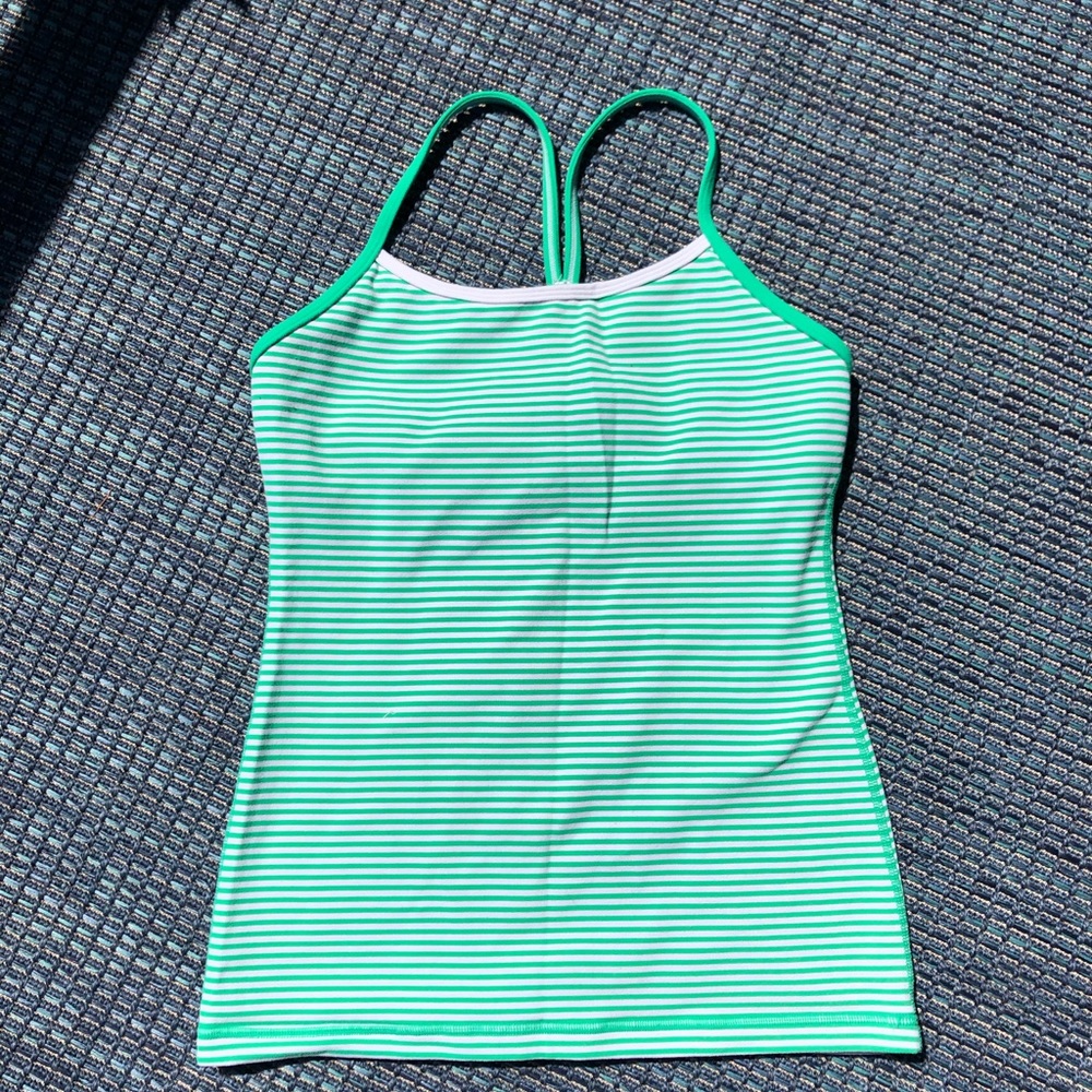 Green white Power Y tank top